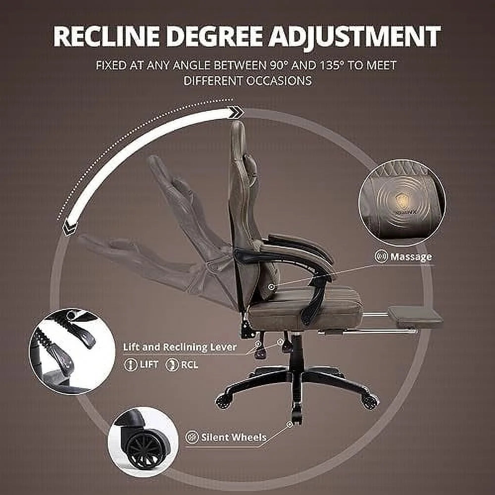 Black Ergonomic Gaming Chair with Footrest O4377