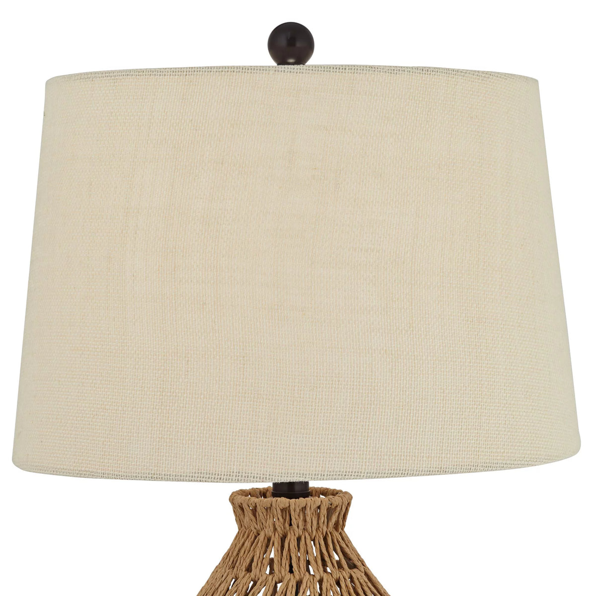29" Tall Natural Rattan Wicker Table Lamp with Oatmeal Fabric Shade H912905