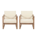 Acacia Wood Club Chairs with Cushions, Set of 2 M211