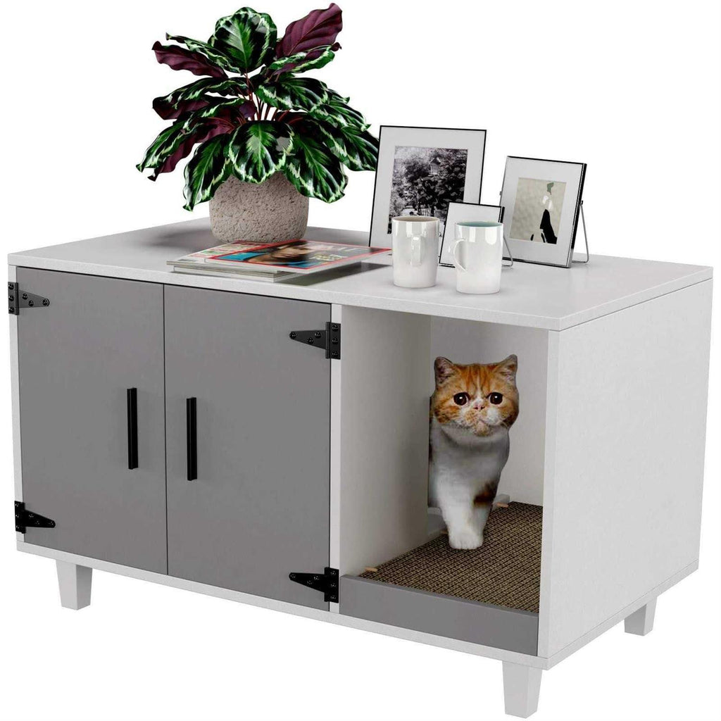 Wood Pet Crate Cat Washroom Litter Box Enclosure R652