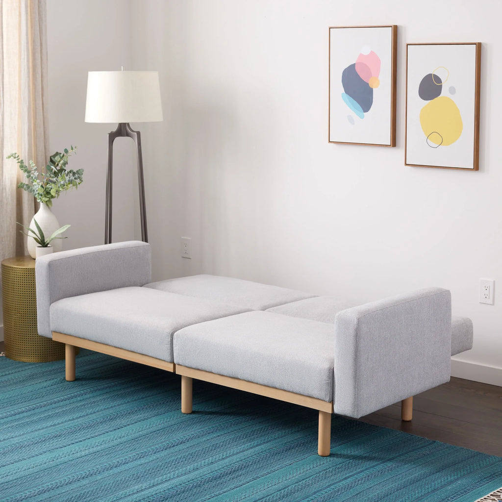Light Gray Upholstered Wood Base Futon I887175
