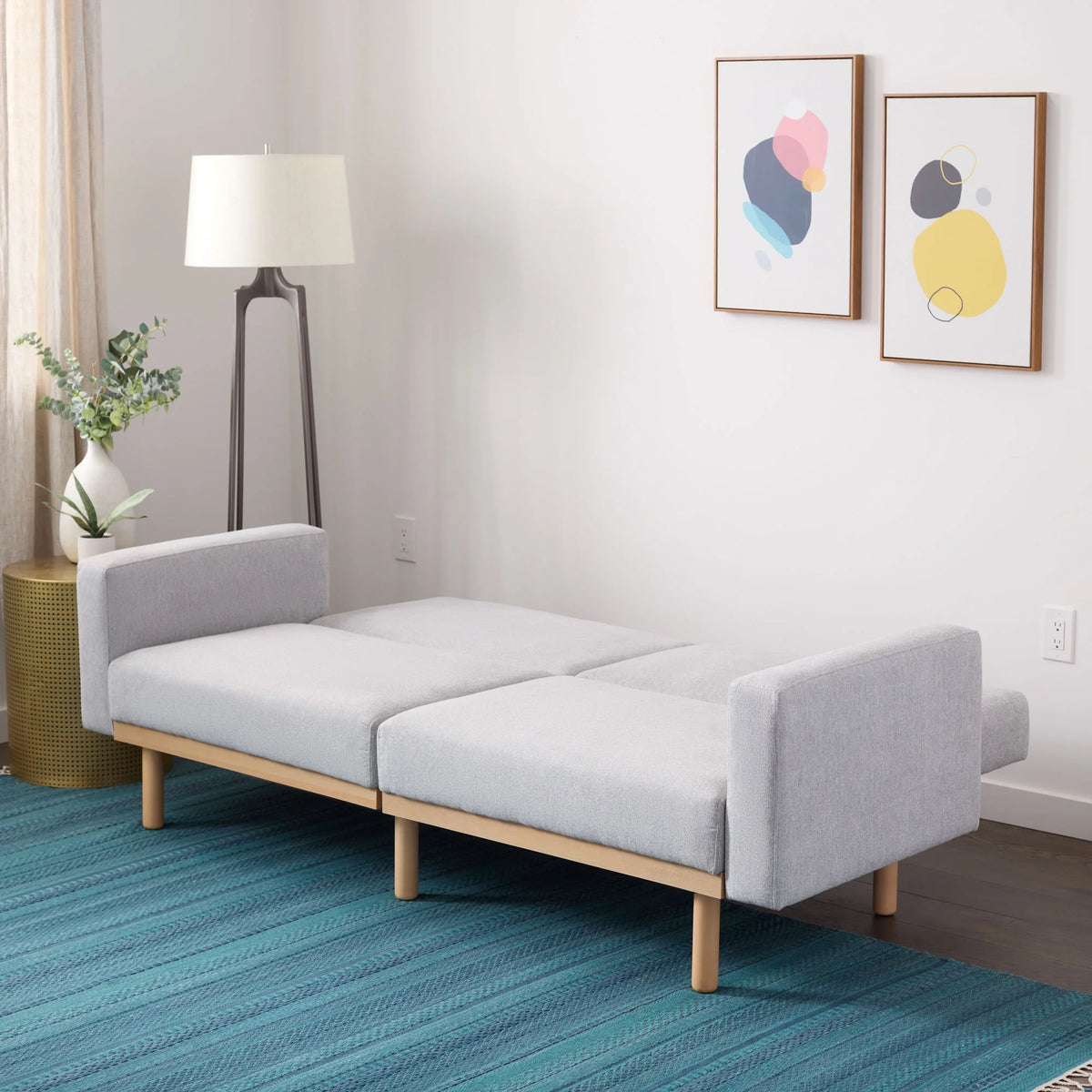 Light Gray Upholstered Wood Base Futon I887175