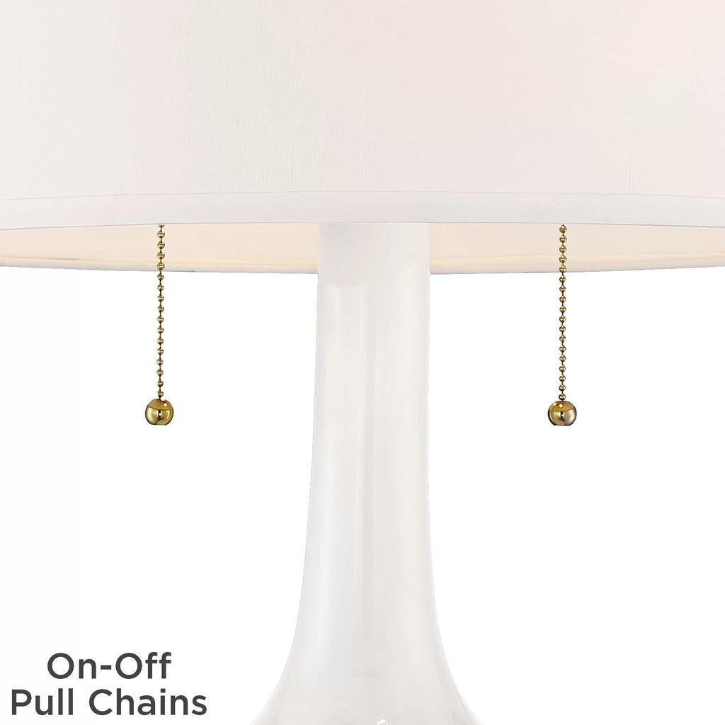 Table Lamp with White Floral Ceramic Drum Shade Y510