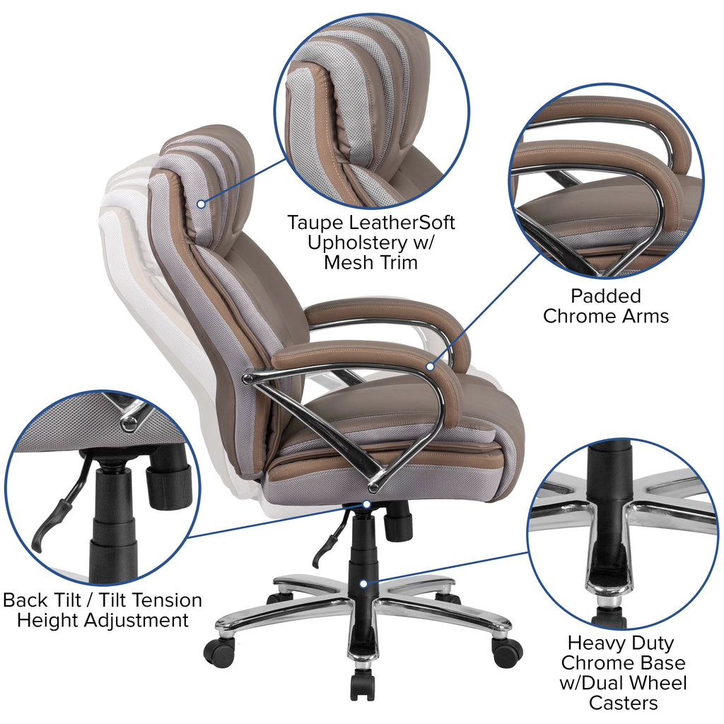Taupe Ergonomic Office Chair with Extra Wide Seat X17377