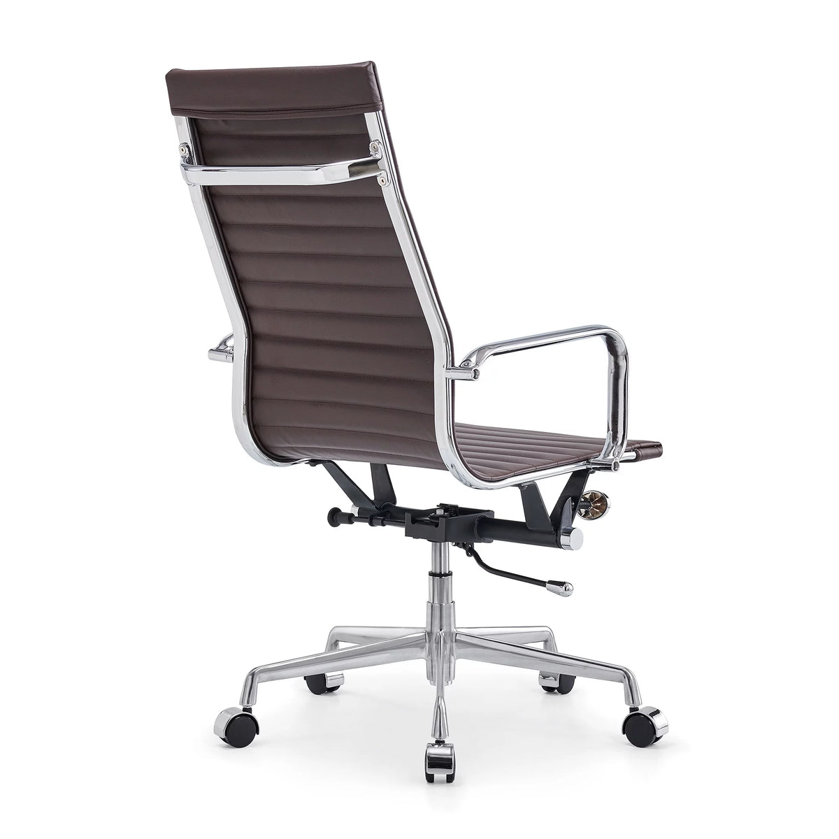 High Back Executive Office Chair with Armrest Adjustable Swivel Vegan Leather Brown I985903