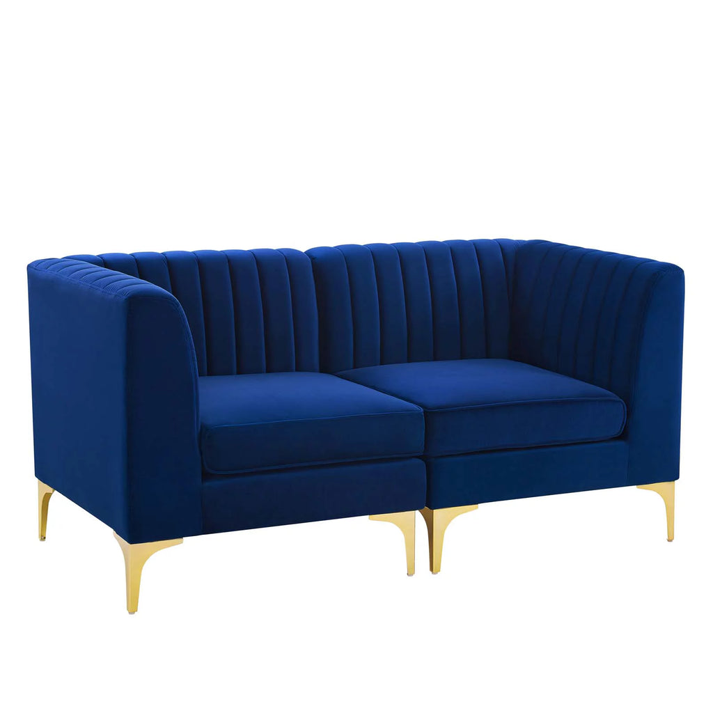 Navy Channel Tufted Performance Velvet Loveseat K59210