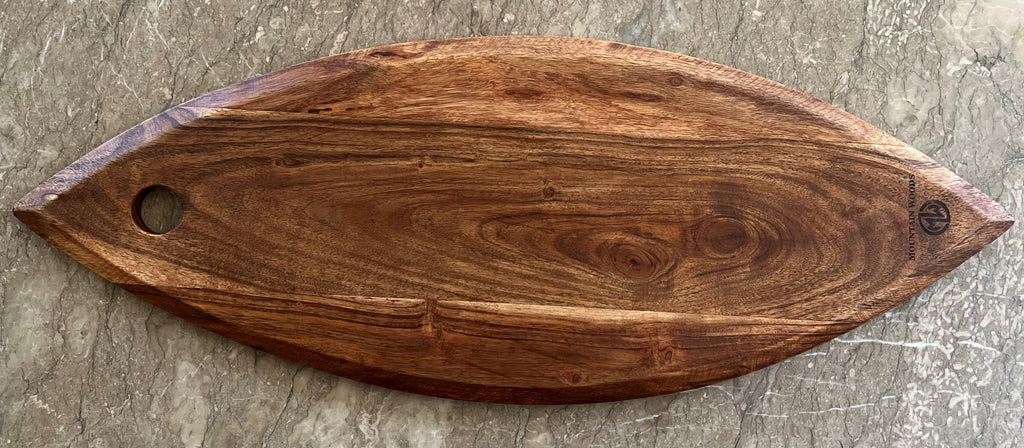 Fish Shaped Organic Brown Acacia Wood Cutting Board M91041