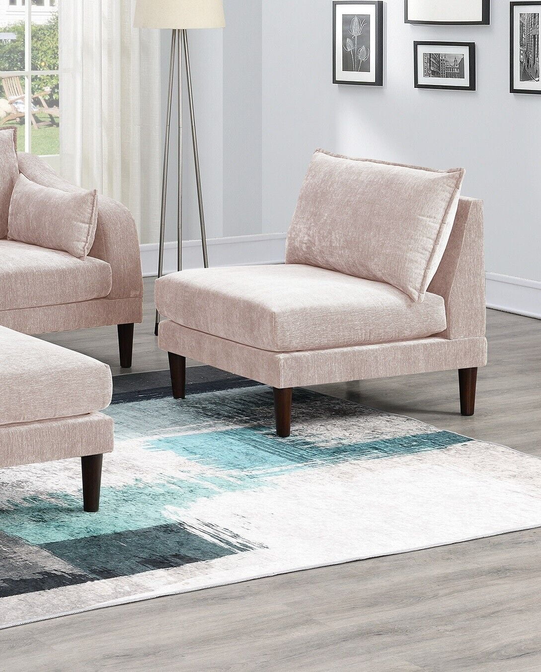 5pc Modular Sofa Set with Armless Chair Corner Wedge Ottoman X9091
