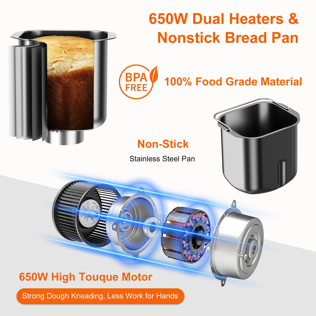 2lbs. 19 in 1 Auto Bread Machine with Gluten Free Setting E9745