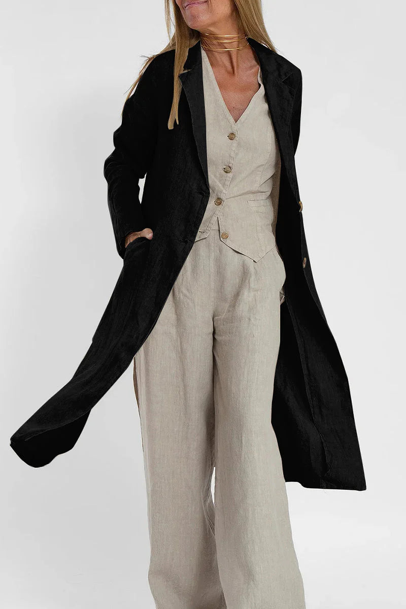 Solid Turn-back Collar Outerwear S366