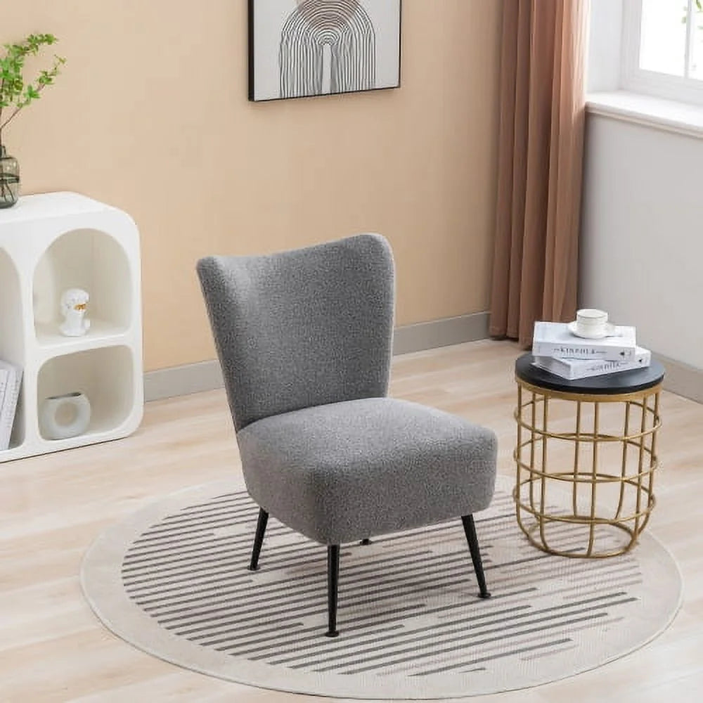 Gray Boucle Upholstered Armless Accent Chair J35592