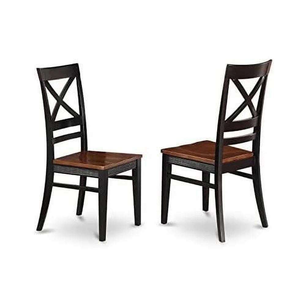 Black & Cherry Cross Back Wooden Seat Dining Chairs Set Of 2 E78861