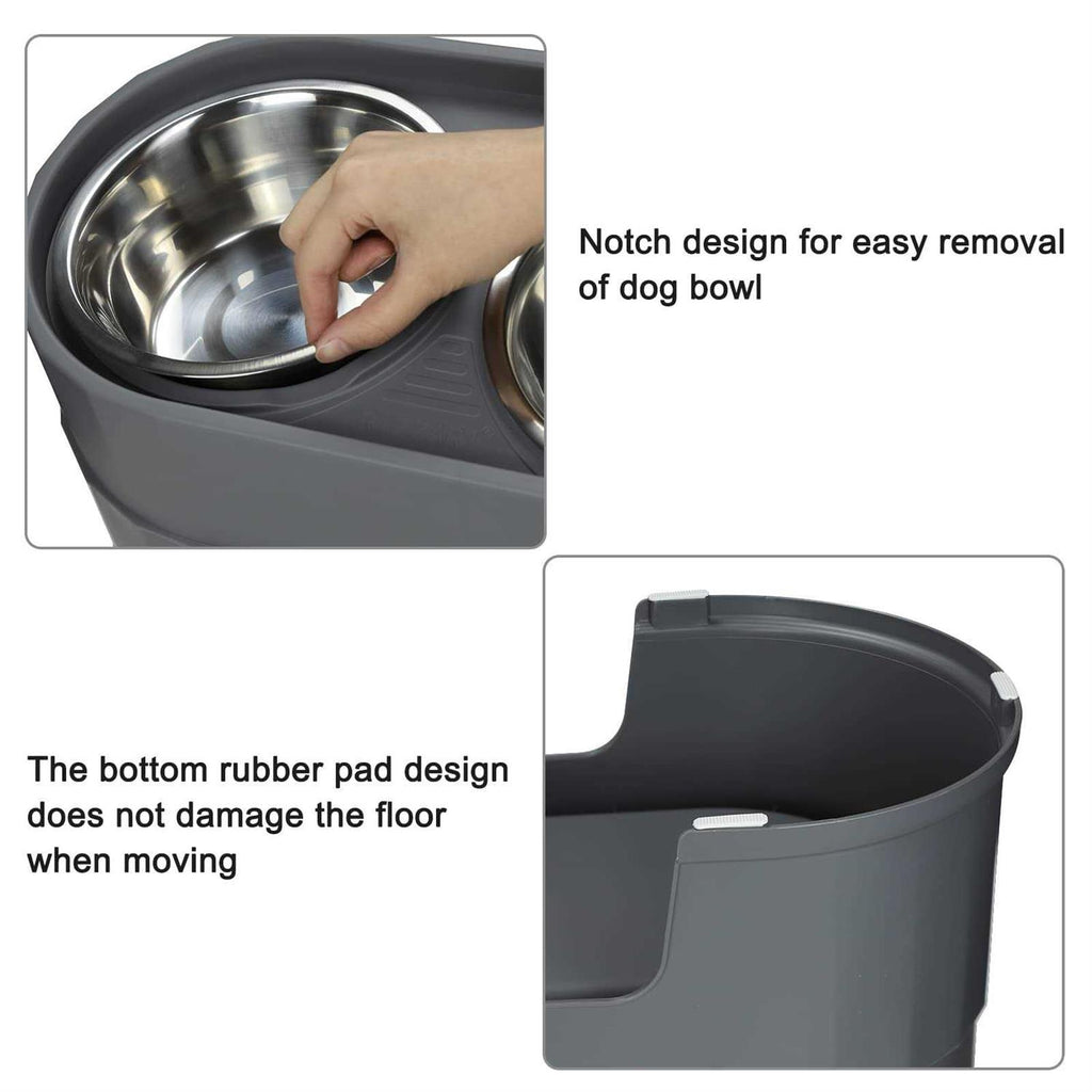 Raised Stainless Steel Dog Bowls Adjustable Double Bowl with Stand S567842