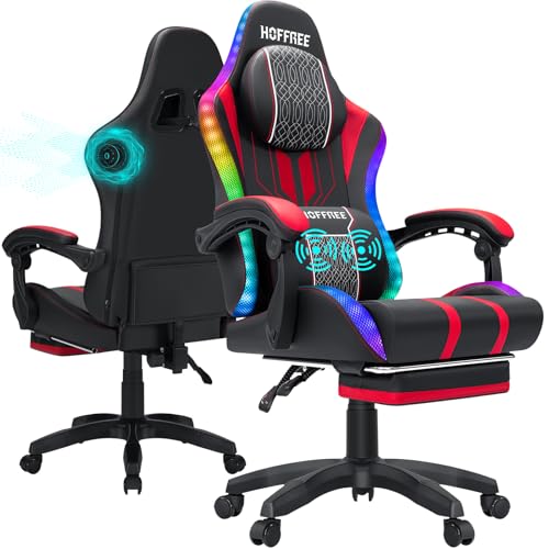 Pink Gaming Chair with Speakers and Footrest F34729