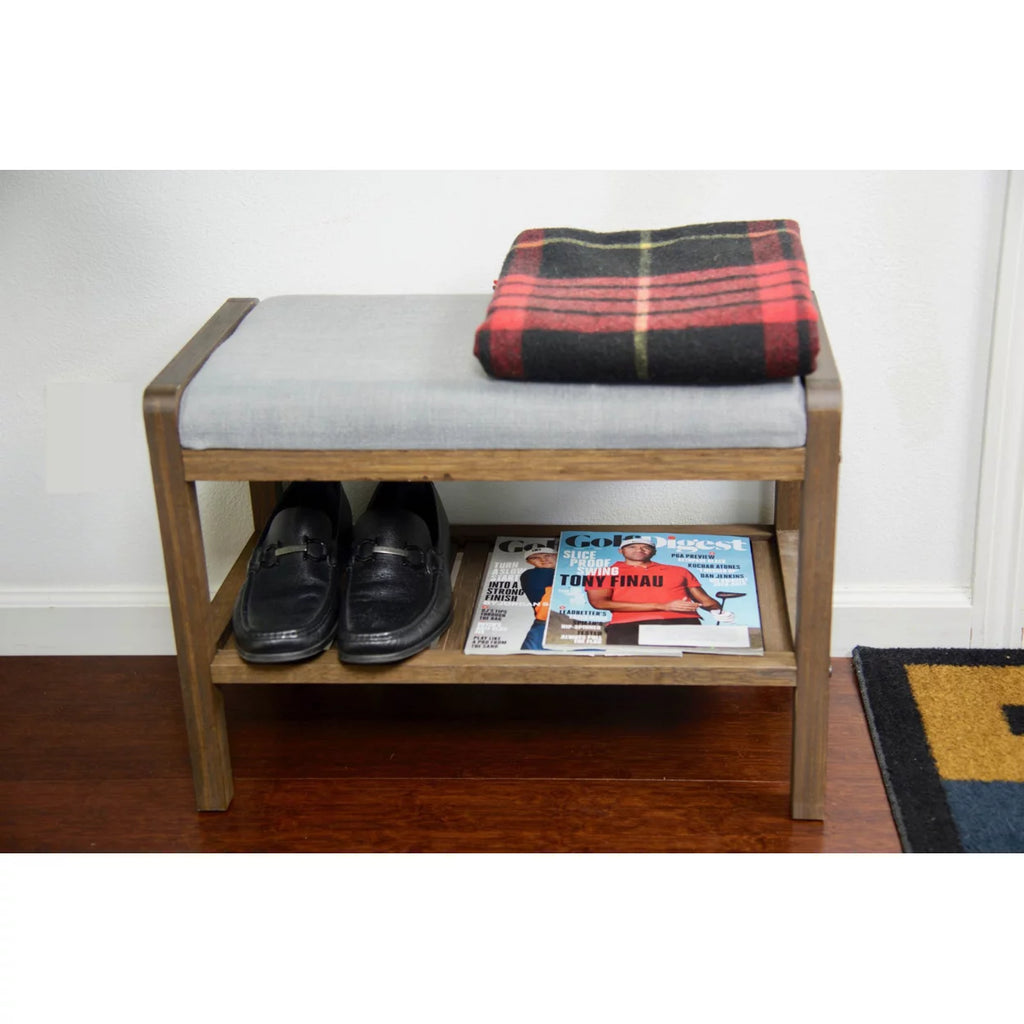 Solid Bamboo Padded Bench Dark Brown X824153