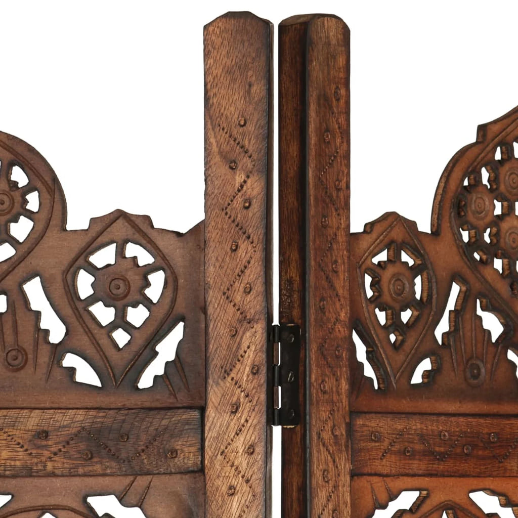 Hand Carved 4-Panel Mango Wood Room Divider Q105