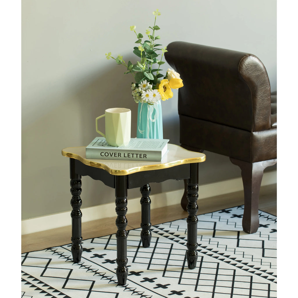 Square Wooden Side Table with Storage Shelf, White J1201
