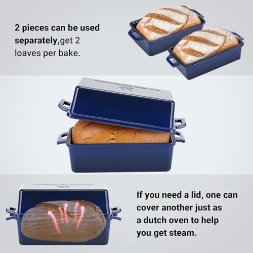 9x5 Inch Enameled Cast Iron Bread Loaf Pan with Lid, 2 Piece Set, Red J463147