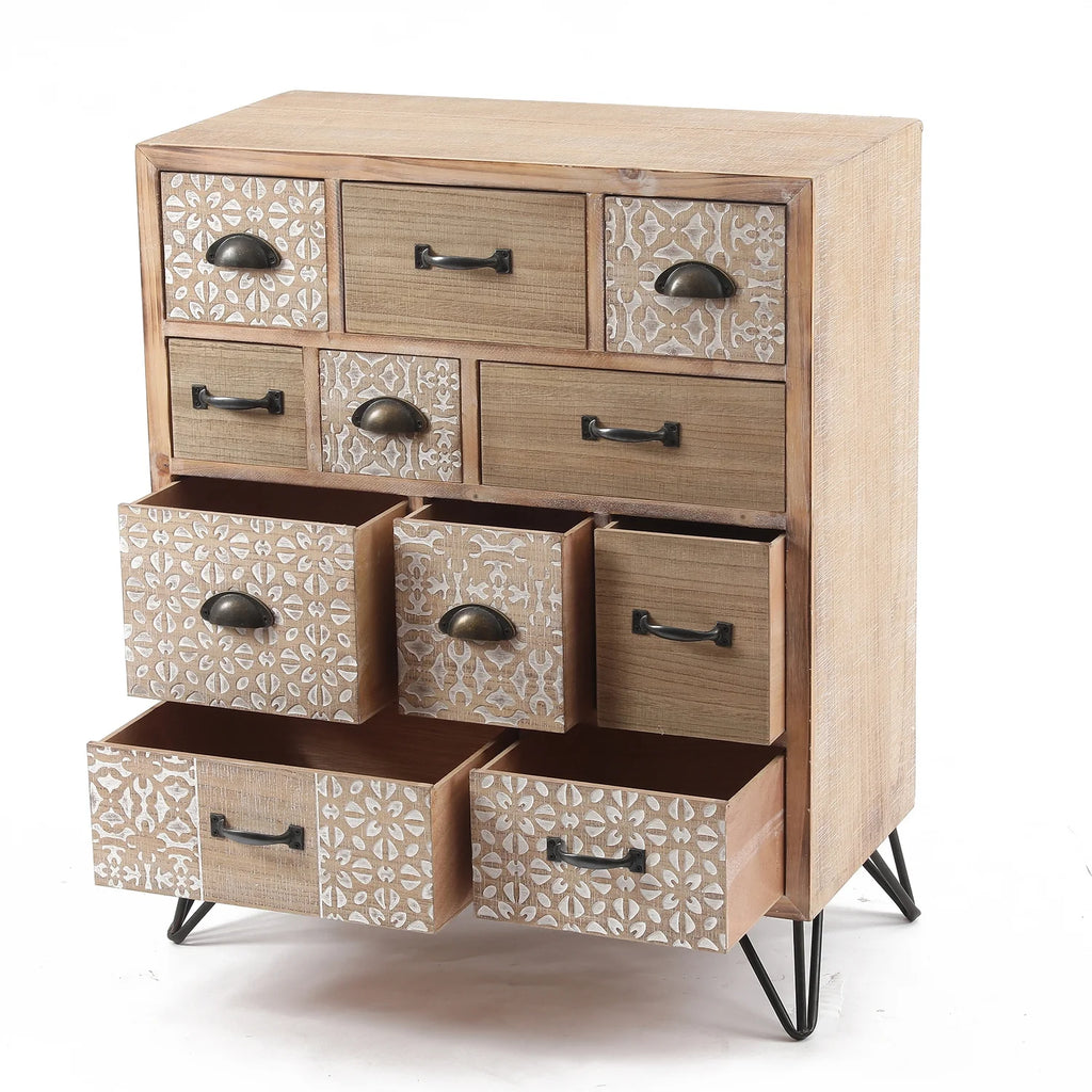 Natural Wood 11-Drawer Apothecary Chest Q376