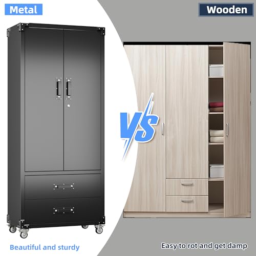 Black Metal Garage Storage Cabinet with Pegboard Z71677