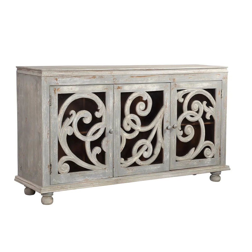 White 3-door Solid Wood Sideboard T603675