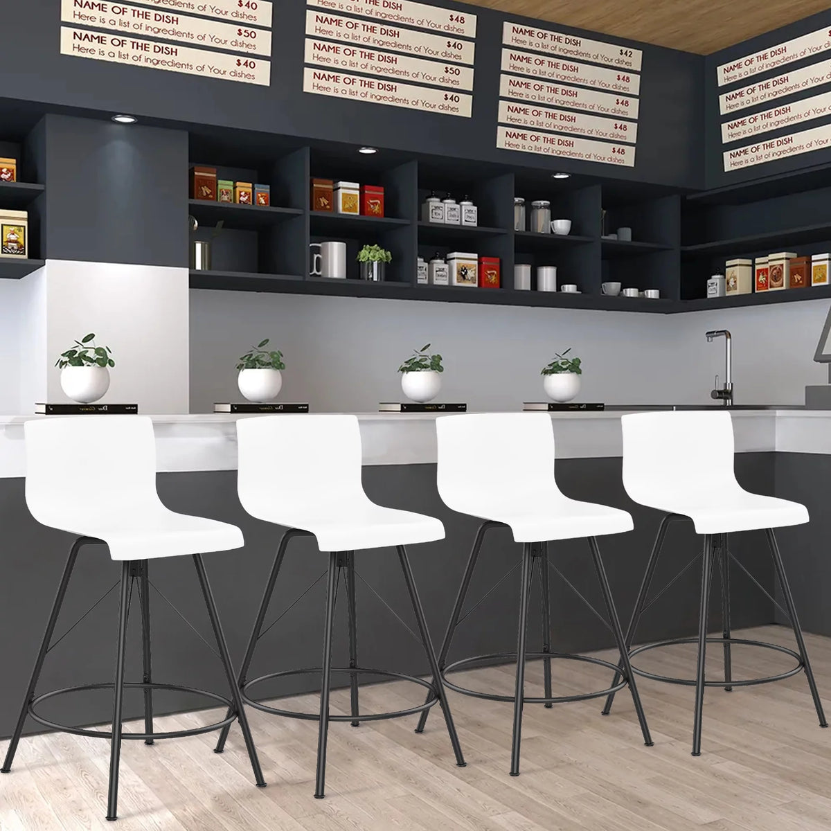 26" White Swivel Bar Stools Set of 4 L90269