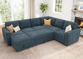 Dark Grey Corduroy L Shaped Sleeper Sofa with Pull Out Bed M174