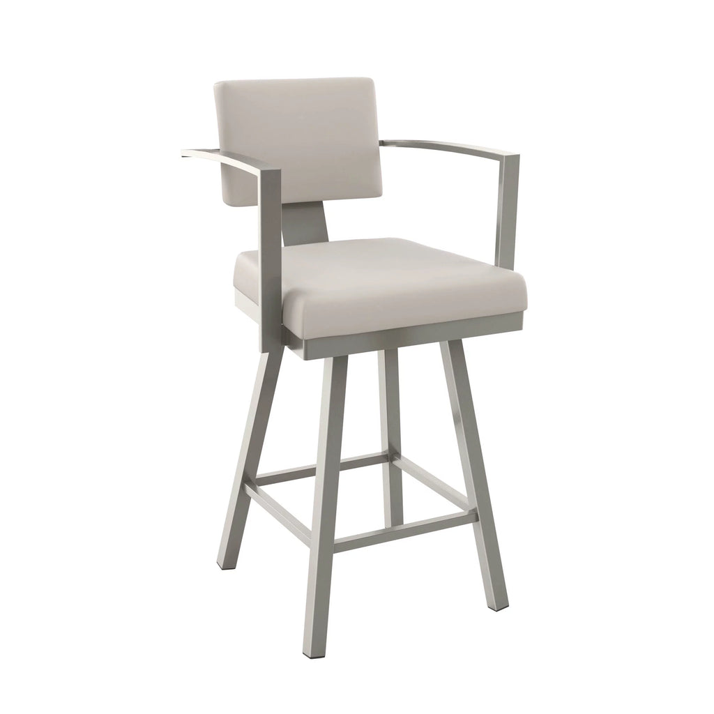 26 In. Swivel Counter Stool Cream Faux Leather Grey Metal N976102