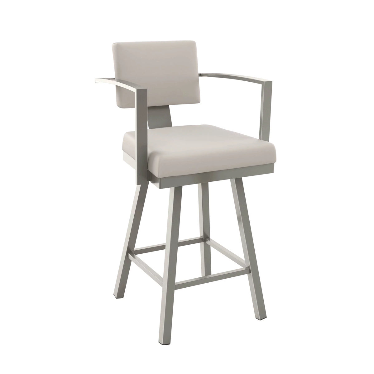 26 In. Swivel Counter Stool Cream Faux Leather Grey Metal N976102