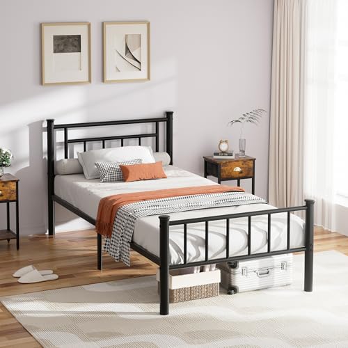 Black Full Size Metal Bed Frame with Headboard and Footboard Q616
