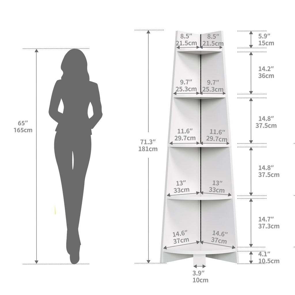 White 5 Tier Corner Shelf with Led Light X55839