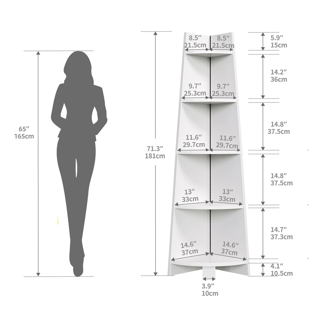 White 5 Tier Corner Shelf with Led Light X55839