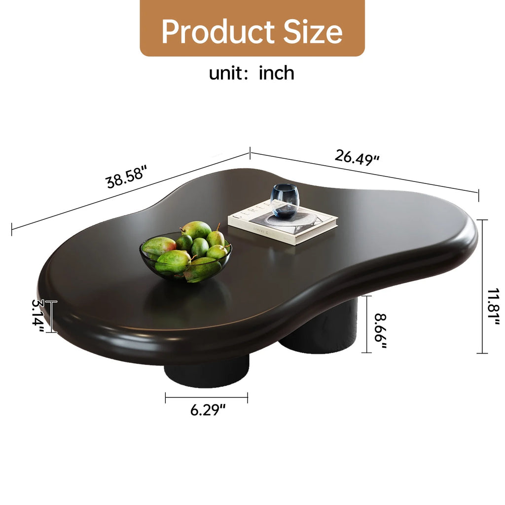 38.58'' Black Irregular Coffee Table K391522
