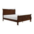Queen Sleigh Bed Wood Frame Brown Cherry Finish Q871