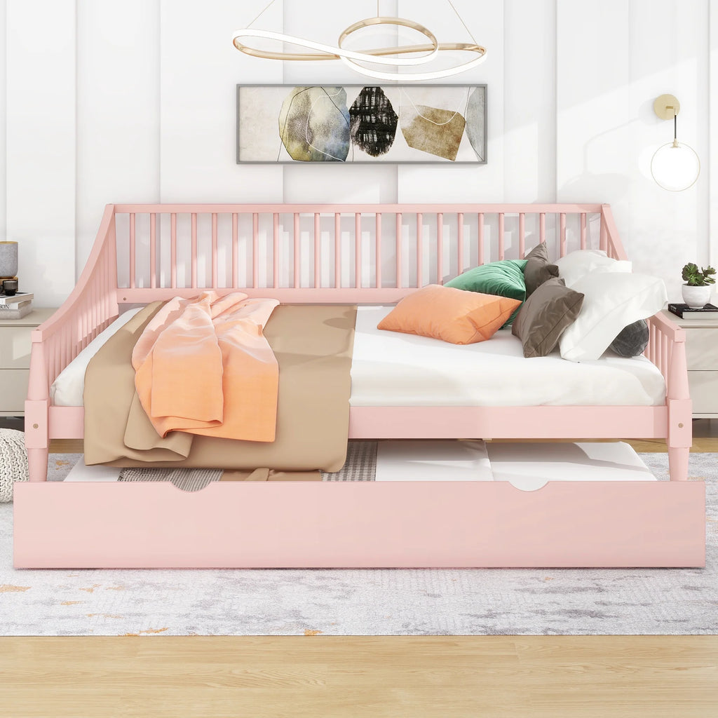 Pink Full Size Wood Daybed with Twin Trundle P680
