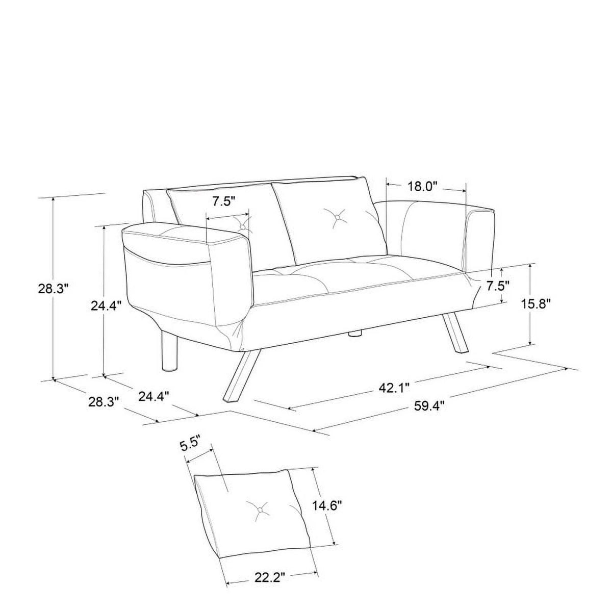Dark Gray Fabric Convertible Sofa I703486