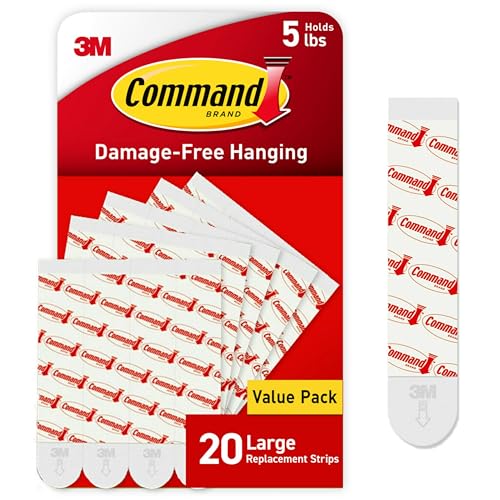 Large Refill Adhesive Strips, Damage Free Hanging, 20 White Strips V6842
