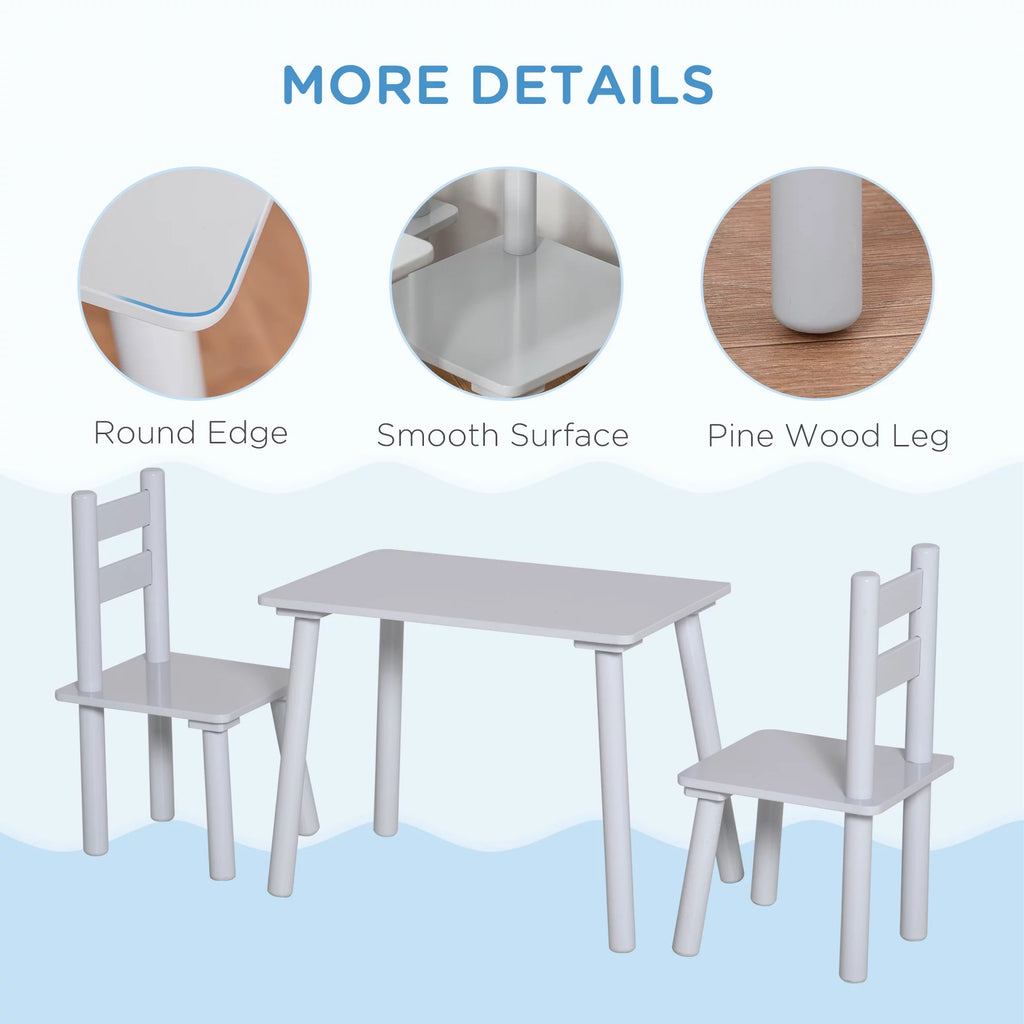 3-Piece Kids Wooden Table Chairs Set G513418