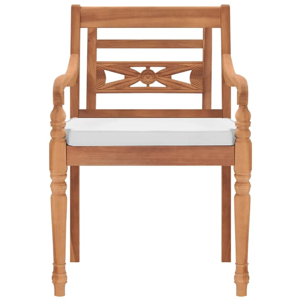 2 pcs Solid Teak Wood Chairs with Cushions H54803