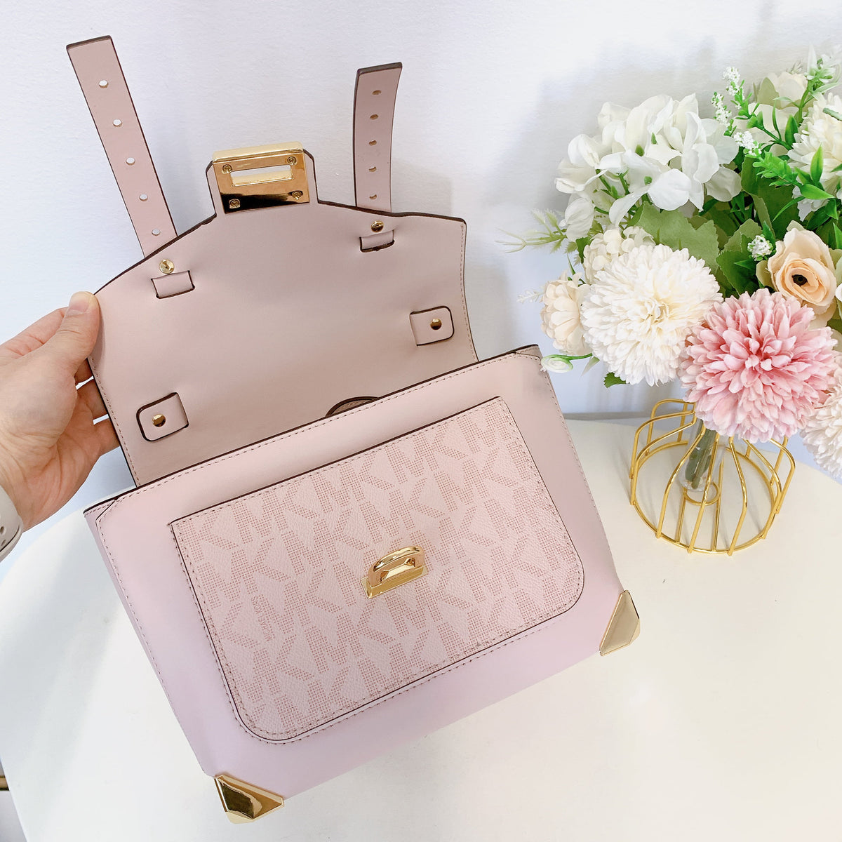 Medium Powder Blush PVC Top Handle Satchel Handbag L466961