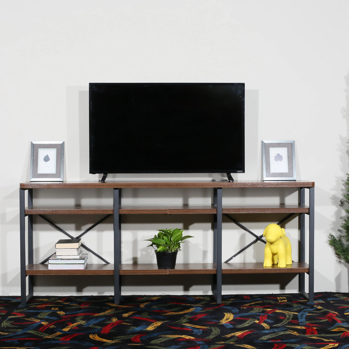 70" TV Stand with Wood Shelves T5673