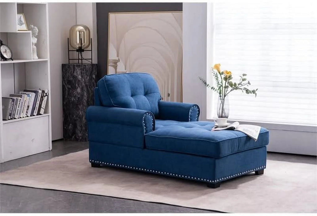 Blue Linen Fabric Indoor Chaise Lounge B216080