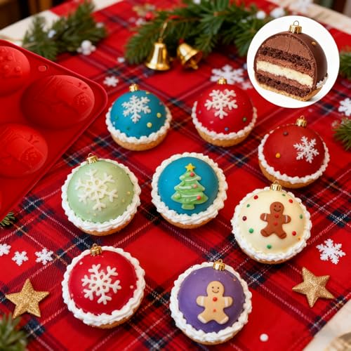 2 Pcs 8-Cavity Christmas Hot Cocoa Bomb Silicone Mold N857539