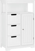White Free Standing Bathroom Floor Cabinet with 3 Drawers and 1 Door T5774