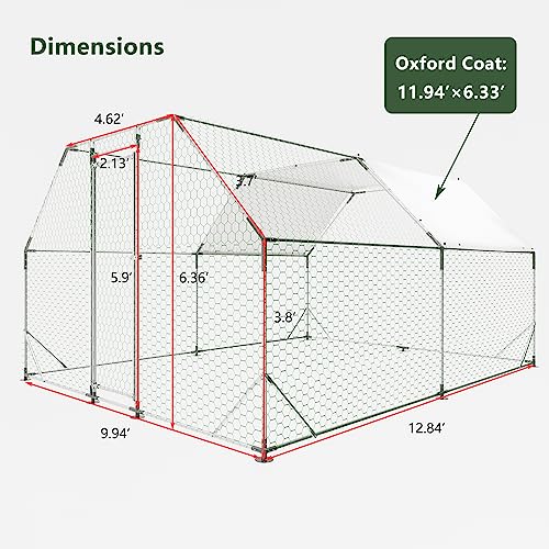 Large Metal Chicken Coop with Waterproof Cover X7309