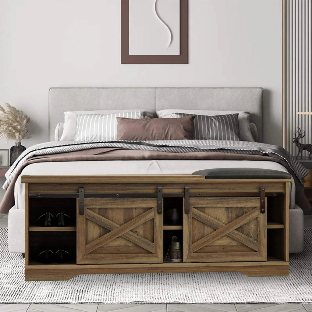 Farmhouse Storage Bench with Cushion 47 inch X13653