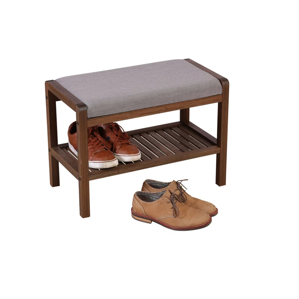 Solid Bamboo Padded Bench Dark Brown X824153