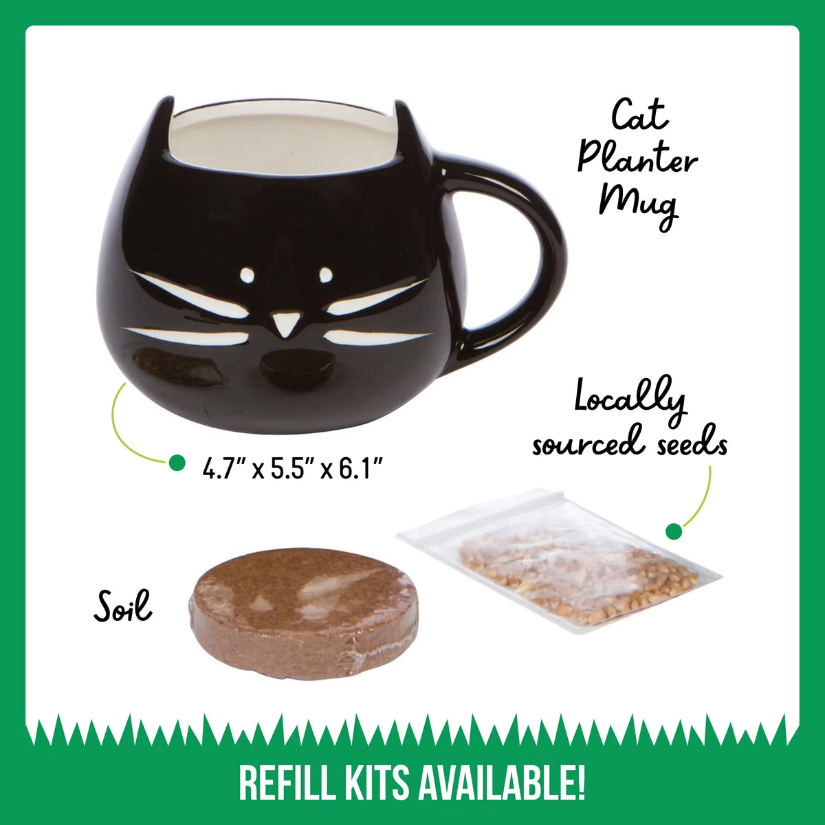 Organic Cat Grass Growing Kit with Mug Planter V713332