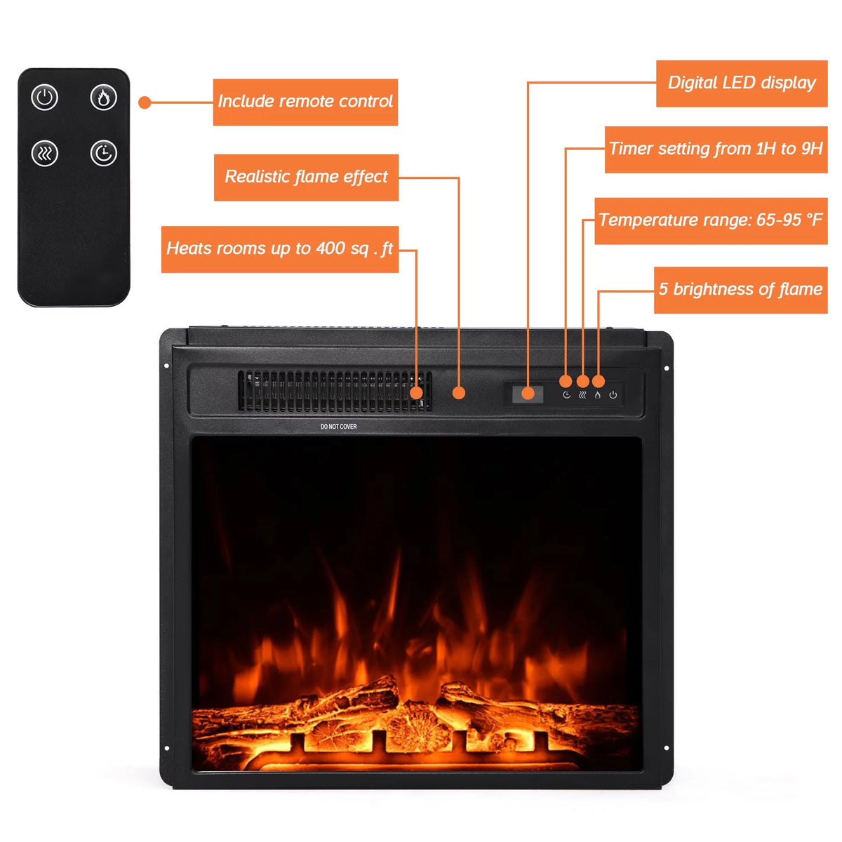 White Fireplace TV Stand up to 80 Inch Y1630
