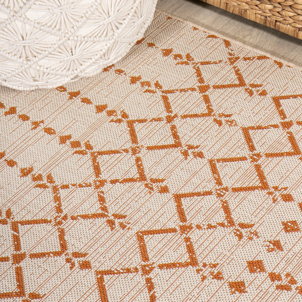 Cream Orange 4 ft. x 6 ft. Indoor Outdoor Area Rug F350398